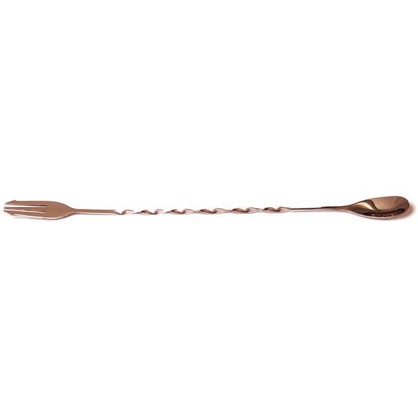 Biradlı Brd-682-Bakır Burgulu Çatallı Bar Kaşık Bakır 33 Cm