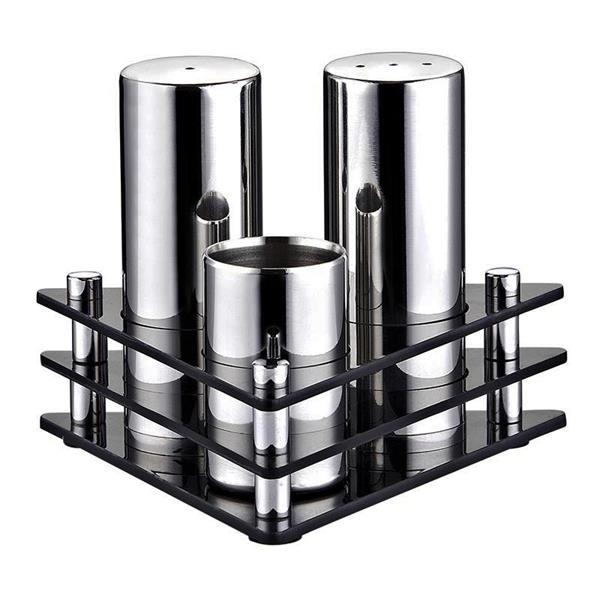Biradlı Grv-01 3 Lü Üçgen Pleksi Standlı Tuzluk Takımı Mat