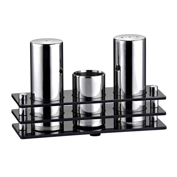 Biradlı Grv-03 3 Lü Dikdörtgen Pleksi Standlı Tuzluk Takımı Mat