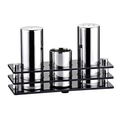 Biradlı Grv-03 3 Lü Dikdörtgen Pleksi Standlı Tuzluk Takımı Parlak