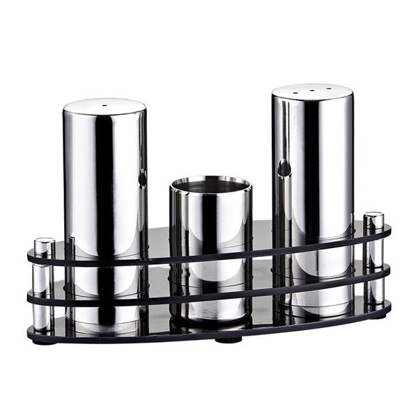 Biradlı Grv-05 3 Lü Elips Pleksi Standlı Tuzluk Takımı Parlak