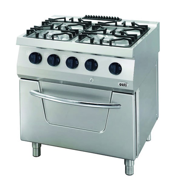 Öztiryakiler 700 Seri Kuzine Fırınlı Gazlı 4 Açık Ateş 80*70*85 (Lp)-2X6Kw+2X7,5Kw+6Kw Elektrikli Fırın