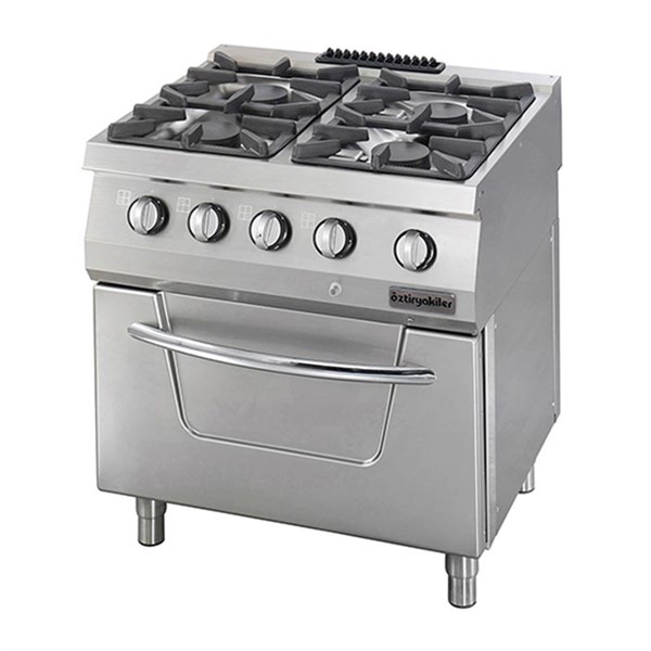 Öztiryakiler 700 Seri Kuzine Fırınlı Gazlı 4 Açık Ateş 80*70*85 (Ls)-4X7,5Kw+6Kw Elektrikli Fırın