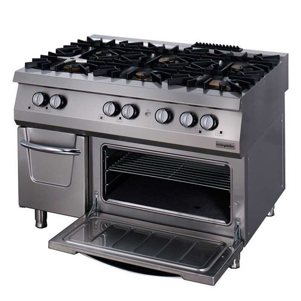 Öztiryakiler 700 Seri Kuzine Fırınlı Gazlı 6 Açık Ateş 120*70*85 (Ls)-6X6 Kw+7 Kw Gazlı Fırın