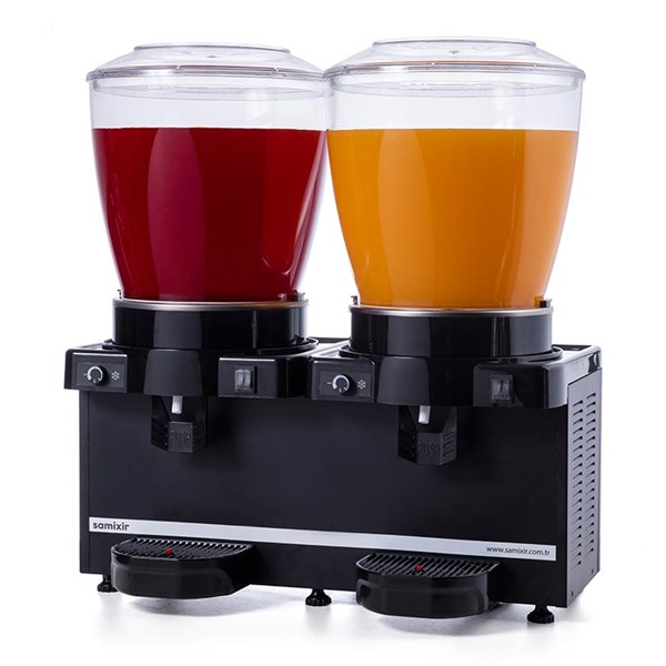 Samixir 22 + 22 L Panoramik Twin Karıştırıcılı Soğuk İçecek Dispenseri Analog Siyah