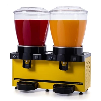 Samixir 22 + 22 L Panoramik Twin Karıştırıcılı Soğuk İçecek Dispenseri Analog Sarı