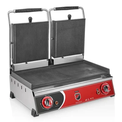 SilverInox 2133 Elektrikli Çift Kapaklı Hamburger Makinesi 20 Dilim