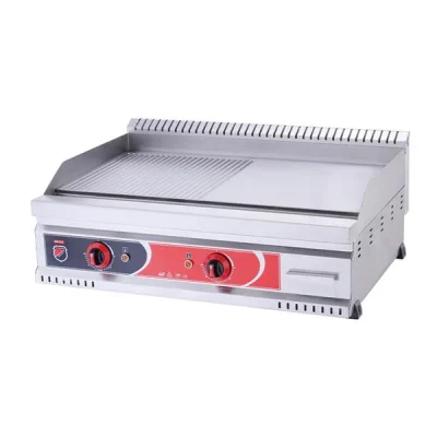 SilverInox PGE-80-Y Elektrikli Pleyt Izgara Yarı Oluklu 80x60 cm